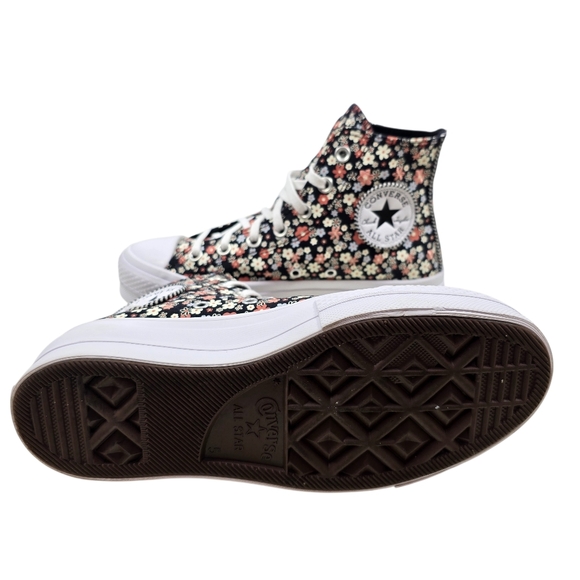 Converse Women's CTAS Hi Top Lift Petite Petals/Black Platform Sneakers, Size 7 - Picture 12 of 12